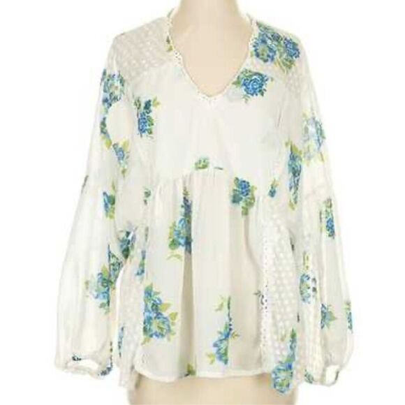 🌿 ASOS Sheer Floral Lace Peplum Blouse – Size 2 (US) Lightweight | Romantic | C - Picture 1 of 7